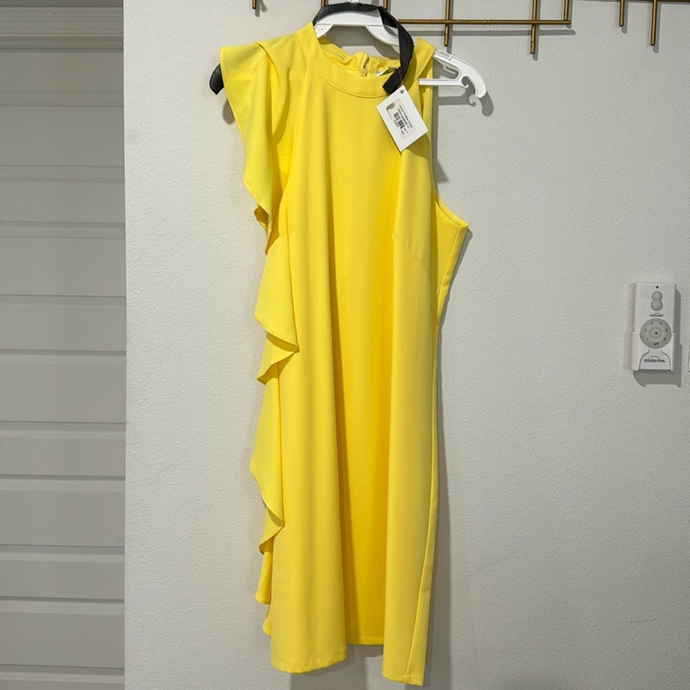NWT Jade Melody Tam, Lemon Ruffle Dress, size medium,